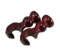 2 Pcs Testa Canna Per Tende in Legno Massiccio Ganci Supporto Da Parete