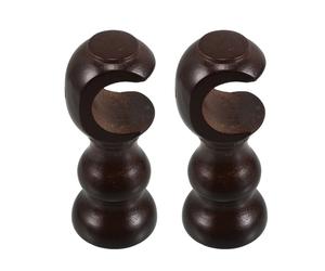 2 Pcs Testa Canna Per Tende in Legno Massiccio Shower Rod Holder