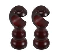 2 Pcs Testa Canna Per Tende in Legno Massiccio Staffa Bastone