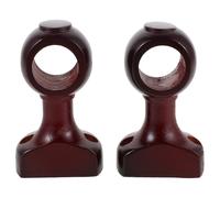 2 Pcs Testa Canna Per Tende in Legno Massiccio Staffa Shower Rod Holder