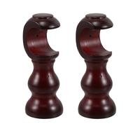 2 Pcs Testa Canna Per Tende in Legno Massiccio Supporto Bastone Ganci