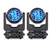 2 PCS Teste Mobili 280W Luci Palco Discoteca con DMX512,Proiettore LED RGBW Fuoco Elettronico,Effetti Wash Beam Vortex Caleidoscopio,LED Moving Head per Natale DJ Bar Discoteca Feste Matrimoni