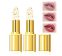 2 PCS Transferproof Color Changing Lipstick, Gold Foil for Women, Long Lasting Moisturizing Glossy Shine Lip Gloss, Deep Nourishment, Transparente Gold Crystal Lip Stick
