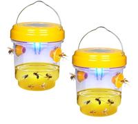 2 pcs Trappola Calabroni e Vespe da Esterno con Luce LED - Trappola per Vespe e Calabroni da Esterno Riutilizzabile a Doppia Entrata, Senza Prodotti Chimici per Giardino e Balcone (2 Con luce)