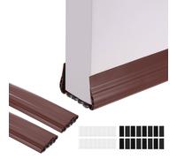 2 Pcs Under Door Draft Stopper, Door Draught Noise Blocker with Brush, Brown