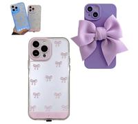 2 Pcs Vibrant LED Bowknot Phone Case for iPhone 14/15/16/17 Pro/Pro Max/Plus,Light-Up Phone Shell for Incoming Calls,Illuminated Ribbon Stylish Cellphone Cover (Pink, iPhone 17 Air)
