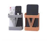 2 Pcs Wall Mount Phone Holder Self-adhesive Wall,wall Mount Remote Holder Phone Stand with Data Cable Receiving Hole/self Adhesive Media Storage Racks