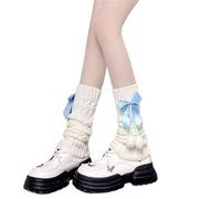 2 PCS Y2k Scaldamuscoli Cutecore Ginocchio Calze con Fiocco e Pelliccia Palla Inverno Carino Lolita Scaldamuscoli Streetwear