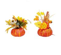 2 Pcs Zucche Artificiali Finte Zucca Simulata Decorazioni Con Foglie Autunnali