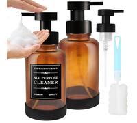 2 Peezi 400ml Distributori di Sapone in Schiuma, Maxumille Marrone Schiuma Dispenser Sapone Bagno, Flaconi Riutilizzabili per Shampoo con Mano Antiscivolo, per Bagni e Cucine Hotel