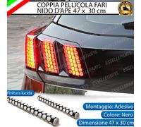 2 PELLICOLE FARI ADESIVA NIDO D'APE NERO PER ALFA JUNIOR 30x47CM EFFETTO 3D