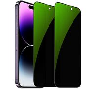 2 pellicole protettive anti-spia, in vetro temperato anti-blu per la privacy, compatibili con iPhone 14 Pro Max, durezza 9H, antigraffio (verde)