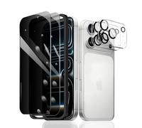 2 pellicole protettive per la privacy per iPhone 17 Pro + 2 pellicole protettive per obiettivo della fotocamera + 1 cornice di installazione, pellicola in vetro temperato anti-spia, durezza 9H, facile