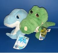 2 Peluche Acqua Amici COCCODRILLO + DELFINO 25CM Pupazzo Ocean buddies Plush Toy