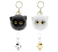 2 Peluche Anelli Chiave Per Gatti, 2 Anelli Di Chiave Per Gatti, Graziosi Anelli Di Cartoni Animati, Ciondoli Per Sacchetti Creativi E Interessanti Decorazioni A Sospensione A Sospensione.