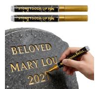 2 pennarelli per tomba dorati, resistenti alle intemperie, per pietra e | Inchiostro a base di olio, resistente alle intemperie per granito, marmo, pietra e metallo, ideale per la cura dei ricordi