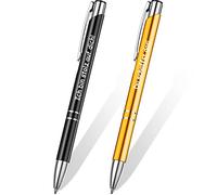 2 Penne a Sfera Retrattili con Incisione Penne a Scatto con Citazioni Penne ad Inchiostro Motivazionali in Metallo Regalo per Donna Uomo Colleghi per Scuola, Nero e Oro (Stile Elegante)