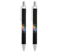 2 penne a sfera retrattili da 0,5 mm con inchiostro nero liquido liscio arcobaleno note musicali con impugnatura ergonomica e confortevole, ad asciugatura rapida e senza sbavature, ricaricabili per