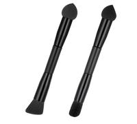 2 pennelli a doppia estremità per cipria, spazzola morbida per ritocchi con spazzola in spugna, spazzola nera per cipria per capelli, per coprire radici dei capelli, ritocchi e sfumature