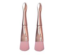 2 pennelli applicatori per maschere facciali in fibra morbida, colore oro rosa, ideali per trattamenti per il viso, fango, argilla, maschere fai da te, lozione per il corpo e BB CC Cream
