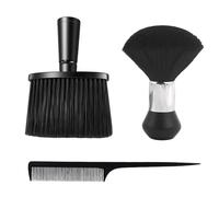 2 pennelli da barba con 1 pettine a coda appuntita, spazzola per capelli da parrucchiere con manico, spazzola morbida per capelli rotti per pulire i capelli rotti (nero)