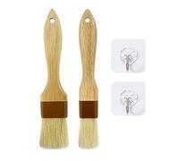 2 Pennelli da Pasticceria in Setola di Cinghiale, 2 Ganci, per Alimenti, Grill, Olio da Forno - Accessori da Cucina per Grigliare e Cuocere (2 Misure)