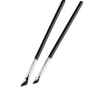 2 pennelli per eyeliner, ultra sottili, ad angolo fine, per sopracciglia piatte sotto gli occhi, per posizionare il trucco con dettagli precisi