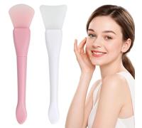2 pennelli per maschera, in silicone, rosa, bianco | Applicatore a doppia estremità a coda di pesce, per lozioni per il corpo, maschera di fango, fai da te per la cura della