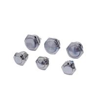2 perni 2 viti 16/19/22mm reset pulsante di accensione clacson in metallo vite interruttore(2 PINS_SILVER_16MM)