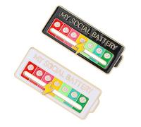 2 perni a scorrimento per batteria sociale, spille smaltate, spille per zaini, spilla creativa My Battery Mood, per espressione emotiva introversa, divertente spilla emotiva smaltata, per zaini