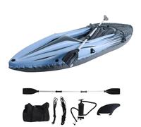 2 Person, Inflatable Kayak, Portable Foldable w/Sunlight Protection - Thickened PVC Canoe w/Rigid Reinforced Bottom for Fishing, Rafting & Boating (A)