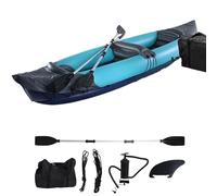 2 Person, Inflatable Kayak, Portable Foldable w/Sunlight Protection - Thickened PVC Canoe w/Rigid Reinforced Bottom for Fishing, Rafting & Boating (B)