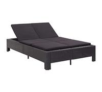 2-Person Sun Lounger with Black Cushion, Outdoor Adjustable Poly Rattan Daybed for Poolside Patio Garden Camping, Waterproof Durable Steel Frame, Removable Cover, 220x130x35cm