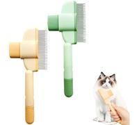 2 pettini antipulci, in acciaio inox, con denti in metallo, per gatti, autopulenti, con pulsante di rilascio, spazzola per capelli per gatti, per districare e pulire le pulci, per la cura dei capelli