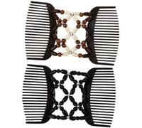 2 pettini elastici per capelli, con perline, per donne e ragazze, strumento per acconciature fai da te