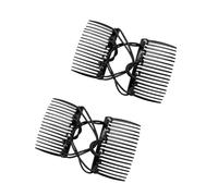 2 pettini magici neri regolabili per capelli, a doppio pettine, elastici, senza pieghe, per acconciature da donna