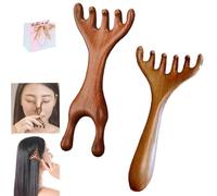 2 pettini meridiani per terapia a 5 tocchi, pettine per massaggio a sei artigli in legno di sandalo, strumento portatile multifunzionale per rilassamento del cuoio capelluto, viso, collo e spalle (A+B