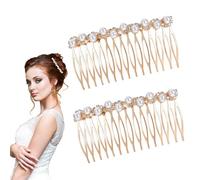 2 pettini per capelli con perle francesi da donna, pettini laterali decorativi con perle dorate con diamanti sintetici, accessori vintage per capelli fini da sposa
