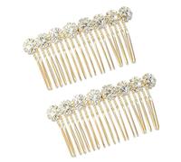 2 pettini per capelli da donna, accessori dorati con perle decorative in lega di strass, pettini per capelli laterali, fermagli per gioielli da sposa, pettine per donne accessori per capelli da sposa