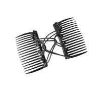 2 pettini per capelli da donna, senza pieghe, fermagli magici per capelli e diapositive per capelli, doppio pettine per capelli spessi, ricci o sottili (nero, marrone)