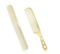 2 pettini per capelli in metallo, pettine piatto in alluminio, a doppia estremità, versatile, antistatico, resistente al calore, a denti fini, per barbieri professionisti e tutti gli stili di capelli