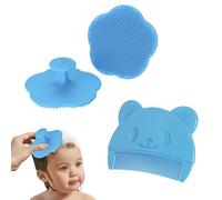 2 pettini per il latte e la spazzola per il bagno per la crosta di latte, in morbido silicone, la scelta ideale per il bagnetto (blu)