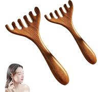 2 pettini per massaggio meridiano a sei artigli, massaggiatore per cuoio capelluto in legno naturale, rilassamento e riduzione dello stress, pettine Gua Sha a cinque artigli per donne e uomini