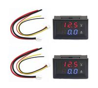 2 Pezzi 0.28" LED Voltmetro Amperometro, Multimetro Digitale Rosso E Blu Tester
