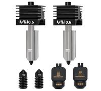 2 pezzi 0,6 mm P2S Hotend, set di ricambio per ugelli in acciaio temprato, testina di stampa, Hot End con 2 ugelli da 0,2 mm e calze in silicone per stampante 3D Bambu Lab P2S/H2D/H2C/H2S