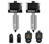 2 pezzi 0,8 mm P2S Hotend, set di ricambio per ugelli in acciaio temprato, testina di stampa, Hot End con 2 ugelli da 0,2 mm e calze in silicone per stampante 3D Bambu Lab P2S/H2D/H2C/H2S