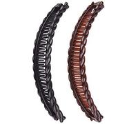 2 pezzi 1 clip a banana nera e una marrone, fermagli lunghi per capelli, pettine a banana, manico pesce, fermagli per capelli, plastica, altre pietre preziose per capelli