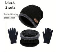 2 pezzi + 1 paio di set invernale di cappello, sciarpa e guanti in velluto caldo per uomo, cappello da esterno per cavalcare, berretti, sciarpa per protezione del collo, outfit autunnale Lettere,Color