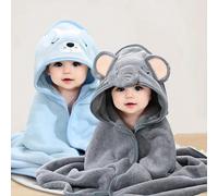 2 pezzi/1 pezzo Accappatoi con cappuccio per bambini, asciugamani da spiaggia con cappuccio in pile di corallo multifunzionali, copertine avvolgenti, unisex, adatti per tutte le stagioni, ideali come 