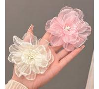 2 pezzi/1 pezzo Fermagli per capelli da donna bianchi/rosa, sfumati, in finta fiore, 7,5 cm, alla moda, eleganti, minimalisti, tinta unita, adatti per uso quotidiano, casual, festa, pendolarismo, spia